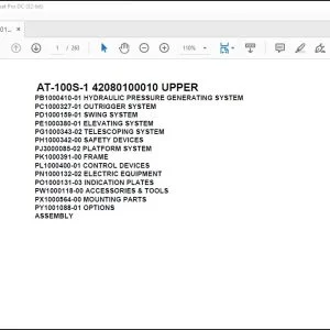 Tadano Crane AT-100S-1 42080100010 UPPER Spare Parts Catalog Manual - PDF DOWNLOAD