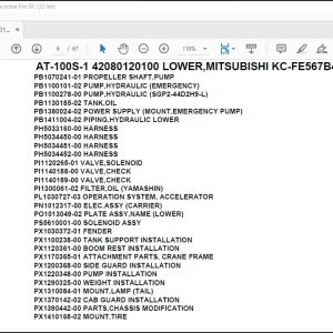 Tadano Crane AT-100S-1 42080120100 LOWER,MITSUBISHI KC-FE567B4K Spare Parts Manual - PDF DOWNLOAD