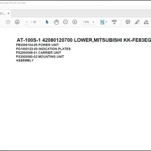 Tadano Crane AT-100S-1 42080120700 LOWER,MITSUBISHI KK-FE83EGY 3A2 Parts Manual - PDF DOWNLOAD