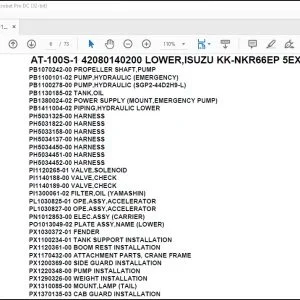 Tadano Crane AT-100S-1 42080140200 LOWER,ISUZU KK-NKR66EP 5EXY Parts Catalog Manual - PDF DOWNLOAD