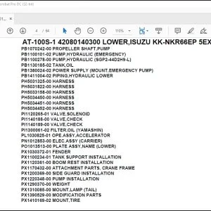 Tadano Crane AT-100S-1 42080140300 LOWER,ISUZU KK-NKR66EP 5EXY Parts Catalog Manual - PDF DOWNLOAD