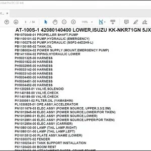 Tadano Crane AT-100S-1 42080140400 LOWER,ISUZU KK-NKR71GN 5JXY Parts Catalog Manual - PDF DOWNLOAD