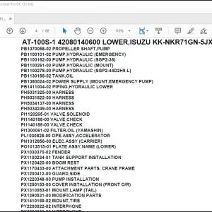 Tadano Crane AT-100S-1 42080140600 LOWER,ISUZU KK-NKR71GN-5JXPYT Spare Parts Manual - PDF DOWNLOAD