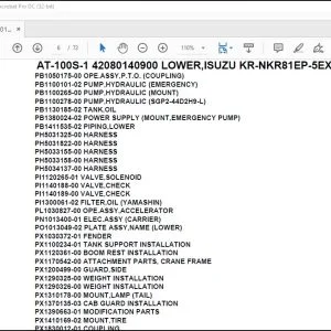 Tadano Crane AT-100S-1 42080140900 LOWER,ISUZU KR-NKR81EP-5EXYB Parts Catalog Manual - PDF DOWNLOAD
