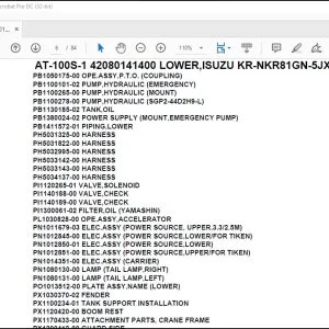Tadano Crane AT-100S-1 42080141400 LOWER,ISUZU KR-NKR81GN-5JXY Parts Catalog Manual - PDF DOWNLOAD