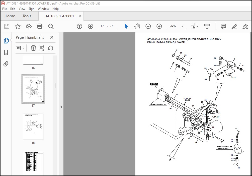 Tadano Crane AT-100S-1 42080141500 LOWER,ISUZU PB-NKR81N-G5NXY Parts ...