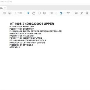 Tadano Crane AT-100S-2 42080200001 UPPER Spare Parts Catalog Manual - PDF DOWNLOAD