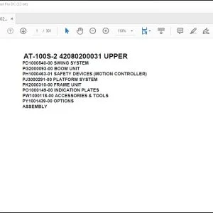 Tadano Crane AT-100S-2 42080200031 UPPER Spare Parts Catalog Manual - PDF DOWNLOAD