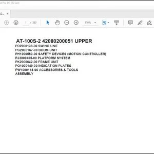 Tadano Crane AT-100S-2 42080200051 UPPER Spare Parts Catalog Manual - PDF DOWNLOAD
