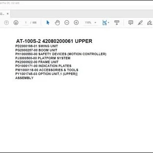 Tadano Crane AT-100S-2 42080200061 UPPER Spare Parts Catalog Manual - PDF DOWNLOAD