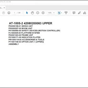 Tadano Crane AT-100S-2 42080200063 UPPER Spare Parts Catalog Manual - PDF DOWNLOAD