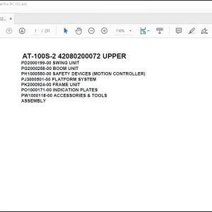 Tadano Crane AT-100S-2 42080200072 UPPER Spare Parts Catalog Manual - PDF DOWNLOAD