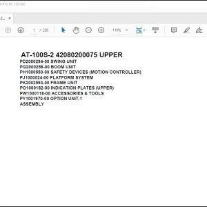 Tadano Crane AT-100S-2 42080200075 UPPER Spare Parts Catalog Manual - PDF DOWNLOAD