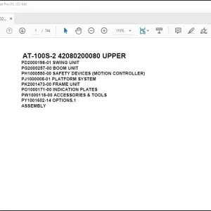Tadano Crane AT-100S-2 42080200080 UPPER Spare Parts Catalog Manual - PDF DOWNLOAD