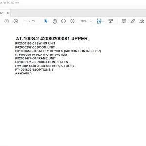 Tadano Crane AT-100S-2 42080200081 UPPER Spare Parts Catalog Manual - PDF DOWNLOAD