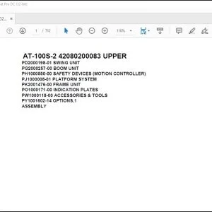 Tadano Crane AT-100S-2 42080200083 UPPER Spare Parts Catalog Manual - PDF DOWNLOAD