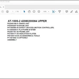 Tadano Crane AT-100S-2 42080200084 UPPER Spare Parts Catalog Manual - PDF DOWNLOAD