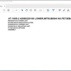 Tadano Crane AT-100S-2 42080220100 LOWER,MITSUBISHI KK-FE73EB4UKA1 Parts Manual - PDF DOWNLOAD