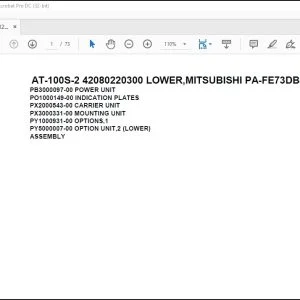 Tadano Crane AT-100S-2 42080220300 LOWER,MITSUBISHI PA-FE73DB4UKA3 Parts Manual - PDF DOWNLOAD