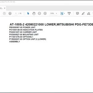 Tadano Crane AT-100S-2 42080221000 LOWER,MITSUBISHI PDG-FE73DB 4UKA4 Parts Manual - PDF DOWNLOAD