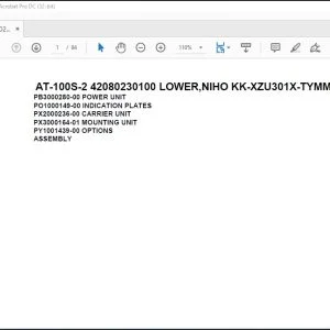 Tadano Crane AT-100S-2 42080230100 LOWER,NIHO KK-XZU301X-TYMMS6 Spare Parts Manual - PDF DOWNLOAD