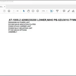 Tadano Crane AT-100S-2 42080230200 LOWER,NIHO PB-XZU301X-TYMMS6 Spare Parts Manual - PDF DOWNLOAD