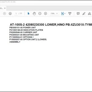 Tadano Crane AT-100S-2 42080230300 LOWER,HINO PB-XZU301X-TYMMS6 Spare Parts Manual - PDF DOWNLOAD
