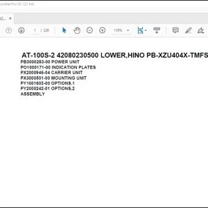 Tadano Crane AT-100S-2 42080230500 LOWER,HINO PB-XZU404X-TMFSW3 Spare Parts Manual - PDF DOWNLOAD