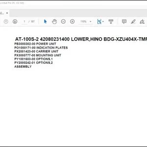 Tadano Crane AT-100S-2 42080231400 LOWER,HINO BDG-XZU404X-TMFSD3 Spare Parts Manual - PDF DOWNLOAD