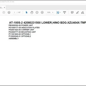 Tadano Crane AT-100S-2 42080231500 LOWER,HINO BDG-XZU404X-TMFSD3 Spare Parts Manual - PDF DOWNLOAD