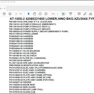 Tadano Crane AT-100S-2 42080231600 LOWER,HINO BKG-XZU304X-TYFMG6 Spare Parts Manual - PDF DOWNLOAD