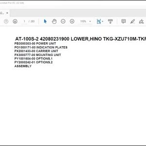 Tadano Crane AT-100S-2 42080231900 LOWER,HINO TKG-XZU710M-TKFSC3 Spare Parts Manual - PDF DOWNLOAD