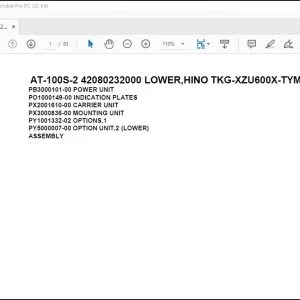 Tadano Crane AT-100S-2 42080232000 LOWER,HINO TKG-XZU600X-TYMMC6 Spare Parts Manual - PDF DOWNLOAD