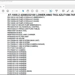 Tadano Crane AT-100S-2 42080232100 LOWER,HINO TKG-XZU710M-TKFSC3 Spare Parts Manual - PDF DOWNLOAD