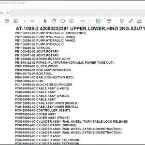 Tadano Crane AT-100S-2 42080232391 UPPER,LOWER,HINO 2KG-XZU710M-TKFSG3 Parts Manual - PDF DOWNLOAD