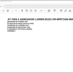 Tadano Crane AT-100S-2 42080240300 LOWER,ISUZU KR-NPR72GN-5NXNY Spare Parts Manual - PDF DOWNLOAD