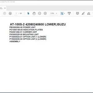 Tadano Crane AT-100S-2 42080240600 LOWER,ISUZU Spare Parts Catalog Manual - PDF DOWNLOAD