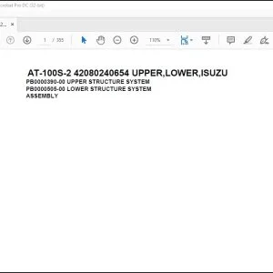 Tadano Crane AT-100S-2 42080240654 UPPER,LOWER,ISUZU Spare Parts Catalog Manual - PDF DOWNLOAD