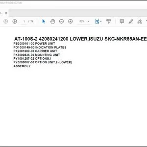 Tadano Crane AT-100S-2 42080241200 LOWER,ISUZU SKG-NKR85AN-EE5AHY-JM Parts Manual - PDF DOWNLOAD