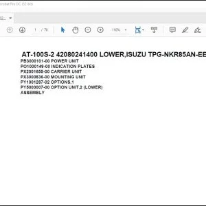 Tadano Crane AT-100S-2 42080241400 LOWER,ISUZU TPG-NKR85AN-EE5AHY-JM Parts Manual - PDF DOWNLOAD