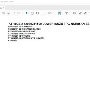 Tadano Crane AT-100S-2 42080241500 LOWER,ISUZU TPG-NKR85AN-EE5AHY-JD Parts Manual - PDF DOWNLOAD
