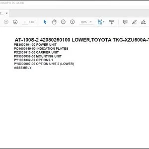 Tadano Crane AT-100S-2 42080260100 LOWER,TOYOTA TKG-XZU600A-TYMMC6 Parts Manual - PDF DOWNLOAD