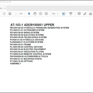 Tadano Crane AT-103-1 42029100001 UPPER Spare Parts Catalog Manual - PDF DOWNLOAD