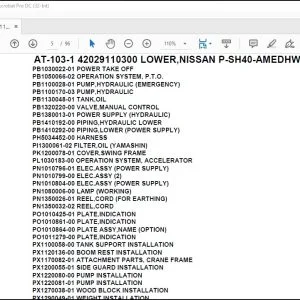 Tadano Crane AT-103-1 42029110300 LOWER,NISSAN P-SH40-AMEDHWCY Parts Catalog Manual - PDF DOWNLOAD