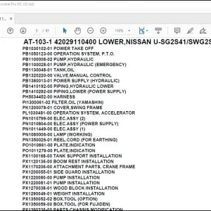 Tadano Crane AT-103-1 42029110400 LOWER,NISSAN U-SG2S41SWG2SB Parts Catalog Manual - PDF DOWNLOAD