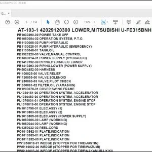 Tadano Crane AT-103-1 42029120300 LOWER,MITSUBISHI U-FE315BNHE Parts Catalog Manual - PDF DOWNLOAD