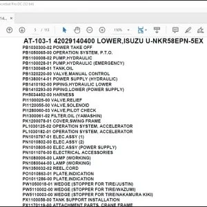 Tadano Crane AT-103-1 42029140400 LOWER,ISUZU U-NKR58EPN-5EX Parts Catalog Manual - PDF DOWNLOAD