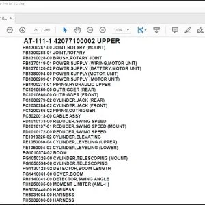 Tadano Crane AT-111-1 42077100002 UPPER Spare Parts Catalog Manual - PDF DOWNLOAD