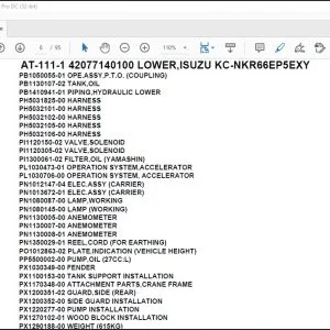 Tadano Crane AT-111-1 42077140100 LOWER,ISUZU KC-NKR66EP5EXY Parts Catalog Manual - PDF DOWNLOAD