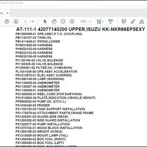 Tadano Crane AT-111-1 42077140200 UPPER,ISUZU KK-NKR66EP5EXY Parts Catalog Manual - PDF DOWNLOAD
